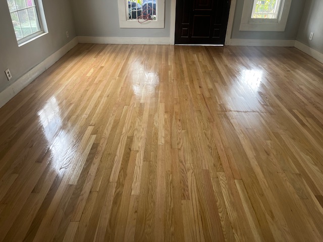 Modern hardwood floor installation in living room