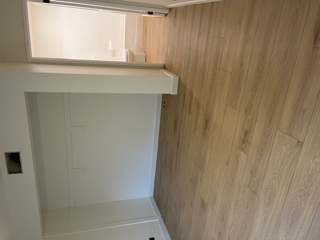 Modern hardwood floor installation in living room